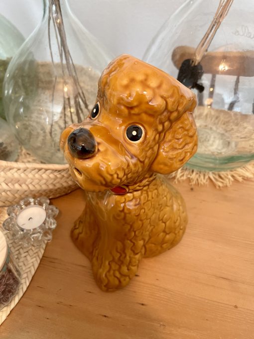 Pichet caniche en barbotine vintage