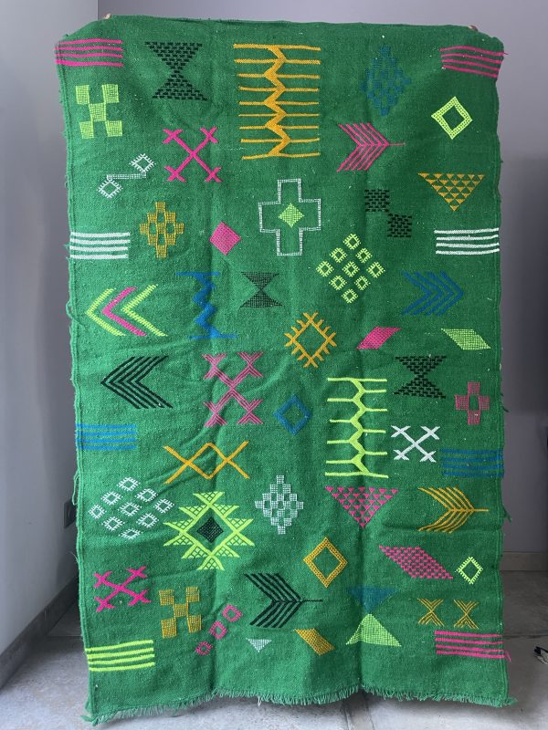 Tapis marocain Kilim vert