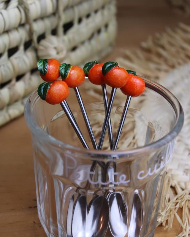 Cuillères à café orange vintage